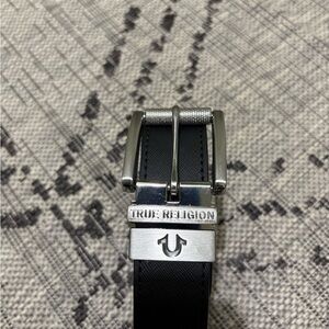 True Religion Blackor Brown reversible  Belt with Silver Buckle